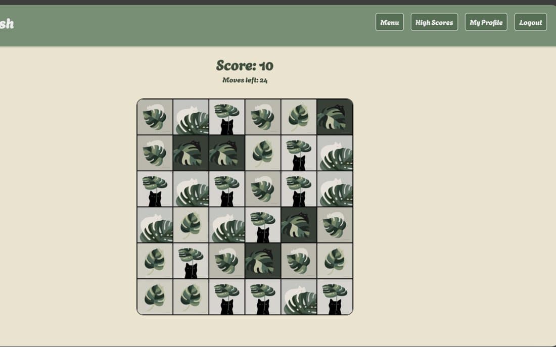 Kitty Crush game board